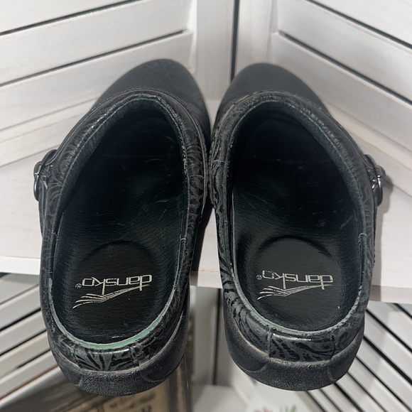 Dansko Black Floral Tooled Clogs - Picture 5 of 6